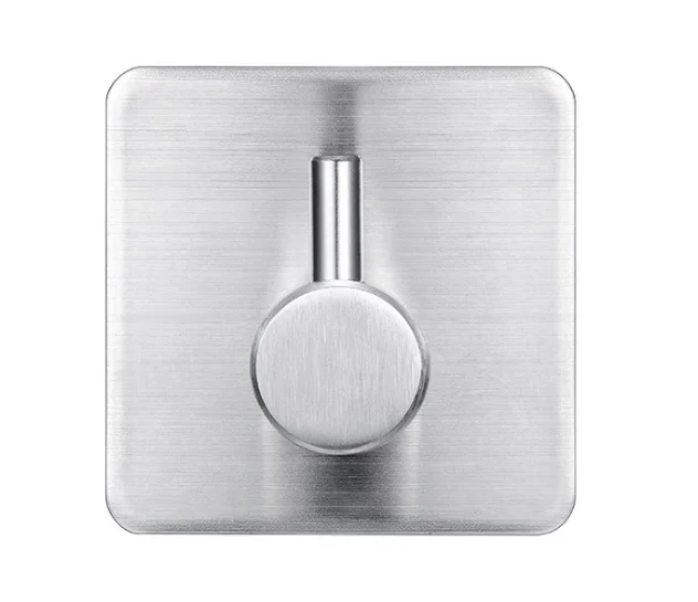 
Drill-Free Stainless Steel Wall Mounted Bathroom Kitchen Hooks with Super Strong 3M Adhesive Foam Pad on the Back 