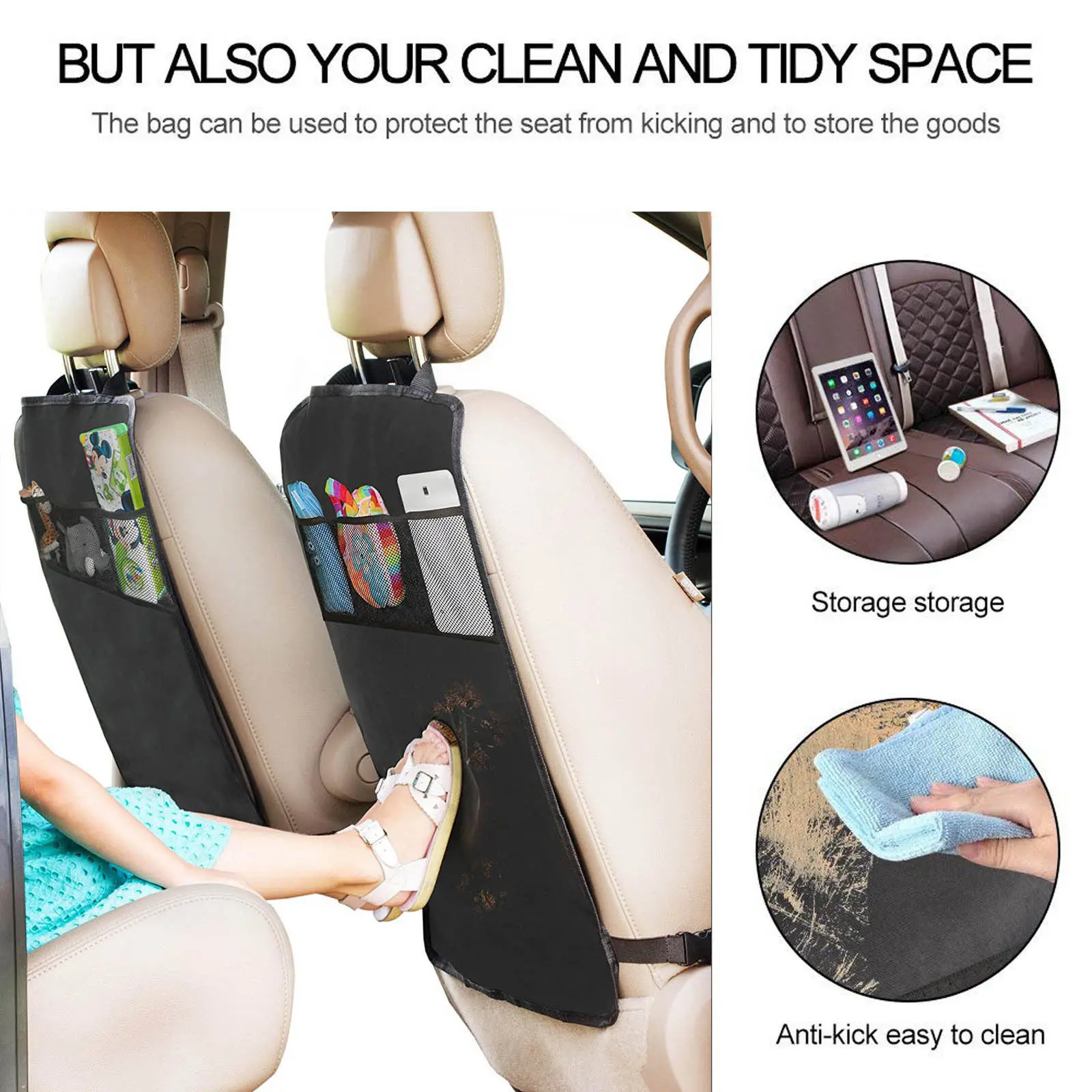 Premium Waterproof Auto Car Seat Back Protector Cover for Kids Baby Kick Mat