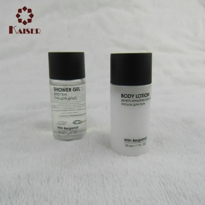 black cap 30ml plastic shampoo bottles packing for hotel