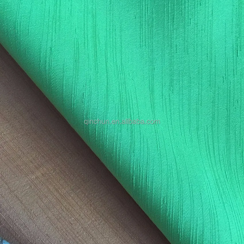 Polyester Shantung Taffeta Fabric with Slub Yarn Dupion Satin