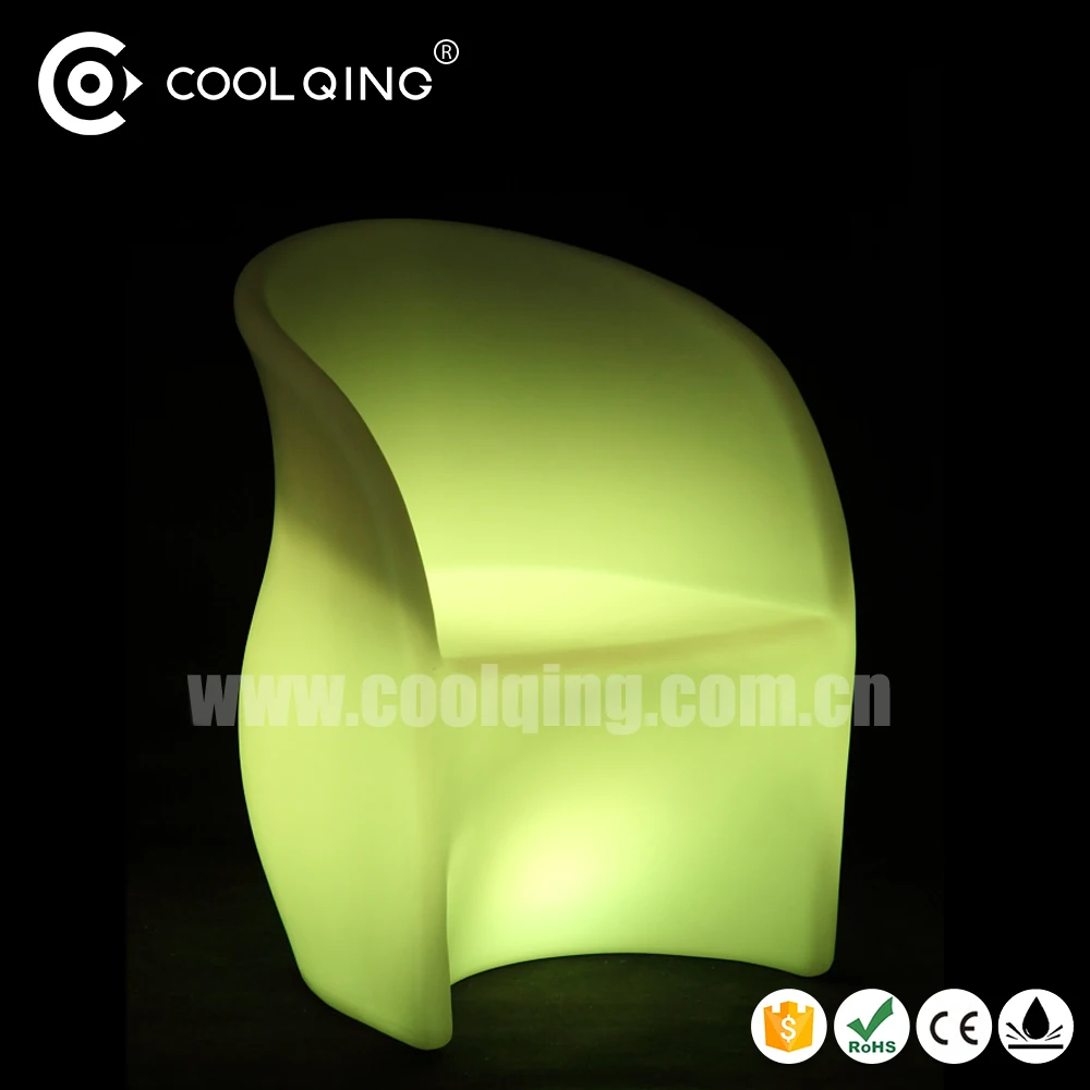Illuminated Outdoor Furniture Rechargeable Colorful Plastic Shell LED Garden Chair