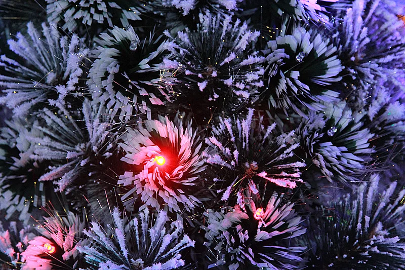PVC Handmade Snow Leaves LED Colorful Lights Artificial DIY Christmas tree