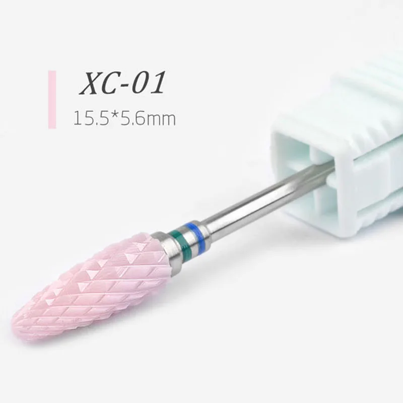 Bullet Shape Pink Ceramic Nail Drill Bits Callus Removing Manicure Drill Burrs