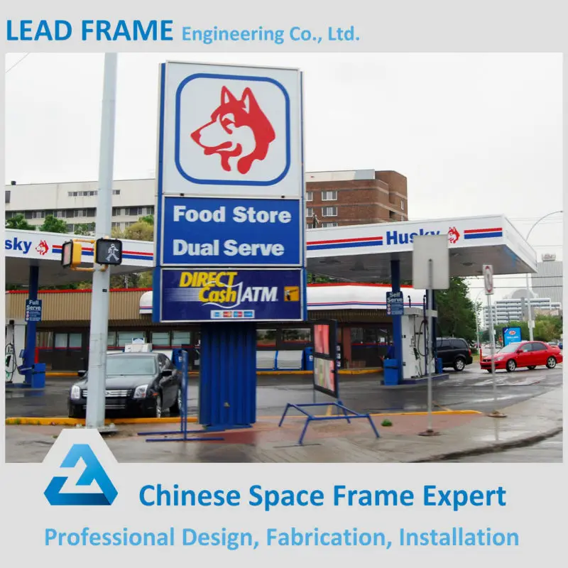Steel Space Frame Framed Gas Station with Long Life Roof
