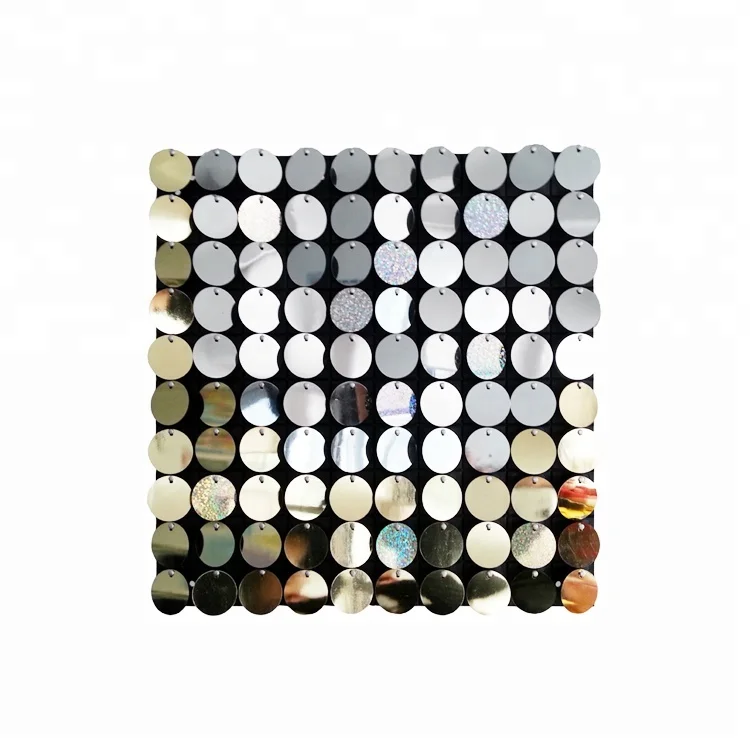 Exterior decorative silver sequin wall panel advertising