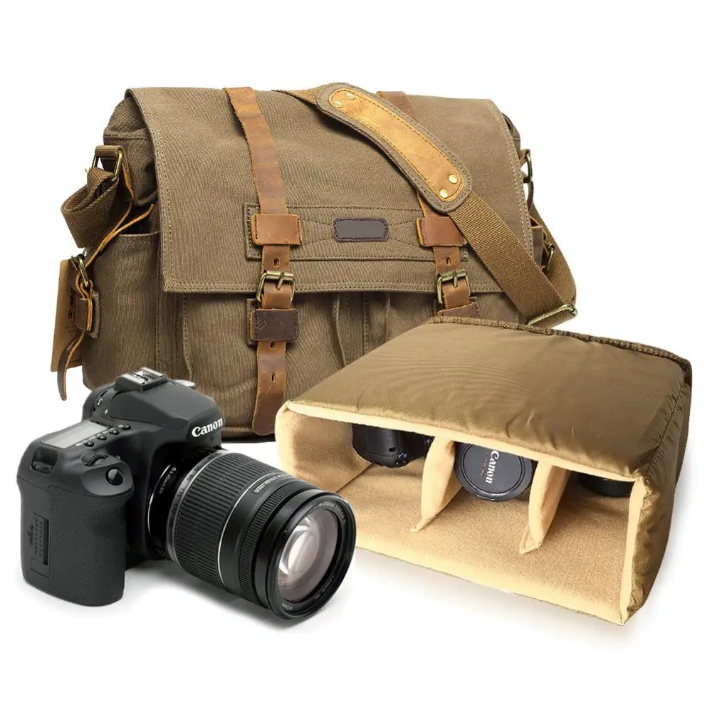 
Vintage Canvas Camera Bag For DSLR Digital Camera 