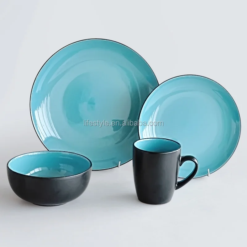 stoneware dinner set with solid colors,set of 16pcs ceramic dinnerware set,16pcs ceramic solid color dinnerware set