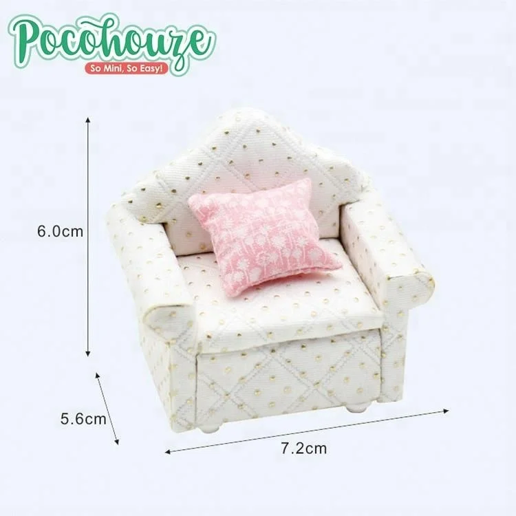 Pocohouze brand single sofa set scale miniature modern wooden furniture toy