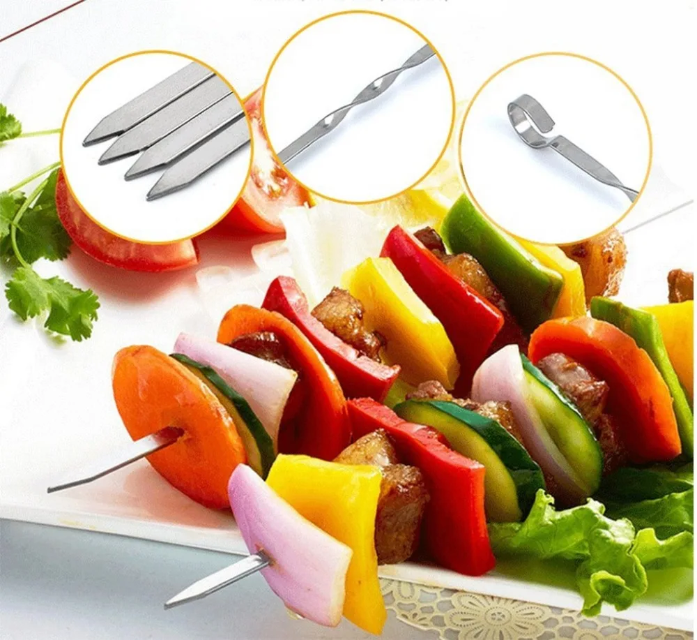 Шпажки для барбекю из нержавеющей стали, многоразовые Шпажки для барбекю, шпажки Kabob