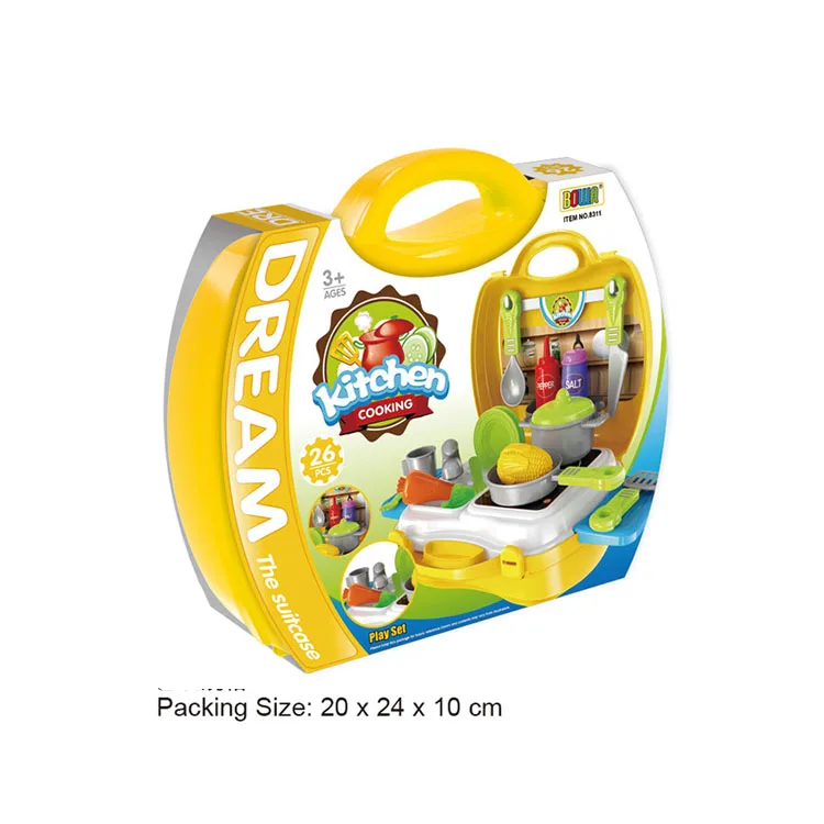 Foldable Kitchen Play Set Toy Promotional DIY Play Food Gift Plastic Plastic Box Unisex ABS Yellow Juguetes De Cocina Unisex 36