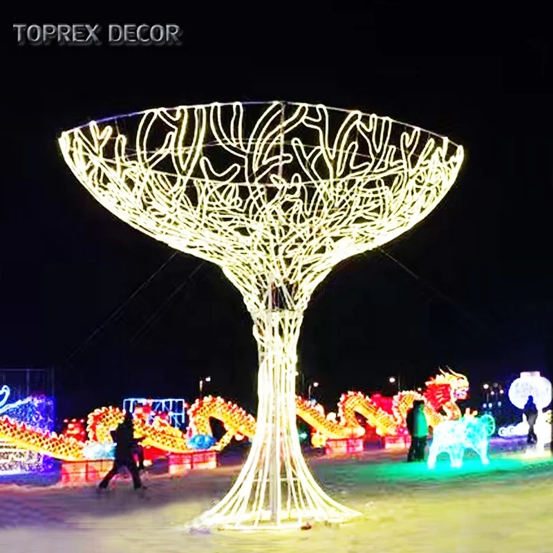 Square imported personalized outdoor large street christmas decorations led rope 3d motif light