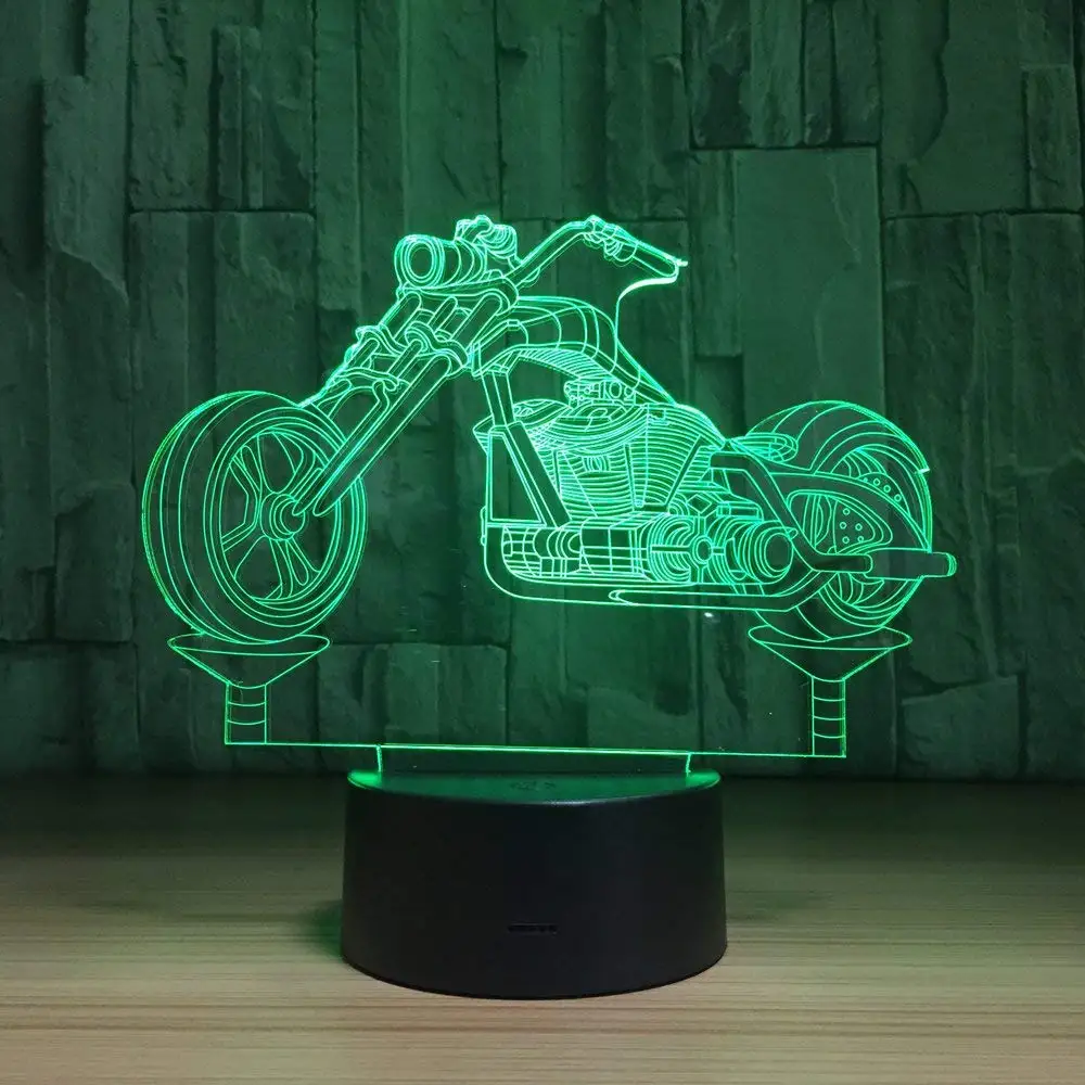 Motorcycle 3D Optical Illusion Lamp 7 Colors Change LED Night Light Toys for Children Kids