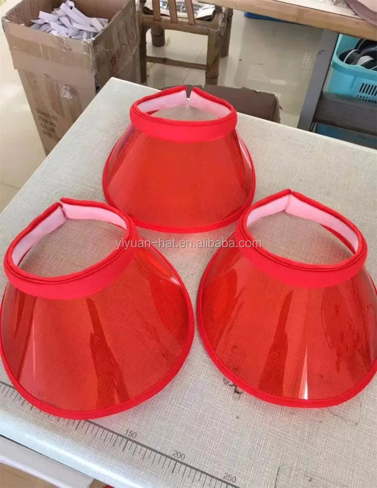
Factory Price UV Protection Sunshade Pvc Plastic Visor Cap/Hat <span style=