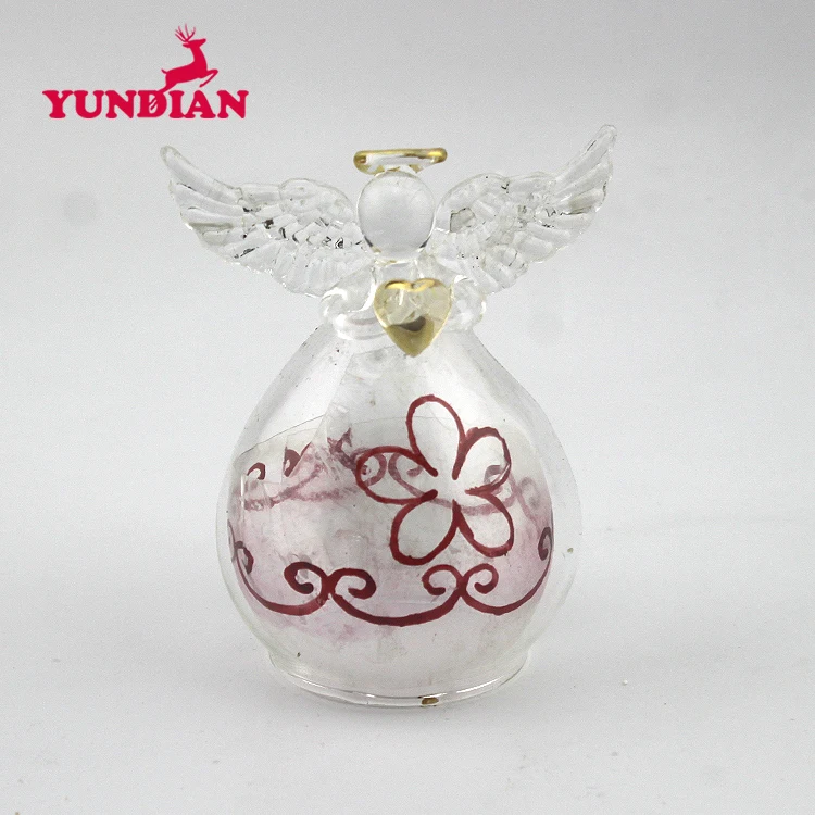 Wholesale Hot Sale Hand Painted Holiday Gifts Christmas Tree Decorative Hanging Ornament Small Glass Angel Figurines