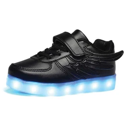 New Kids Led Sneakers boys Girls Stripe Sport Running Shoes Baby Lights Fashion Sneakers Children Luminous Casual Shoes