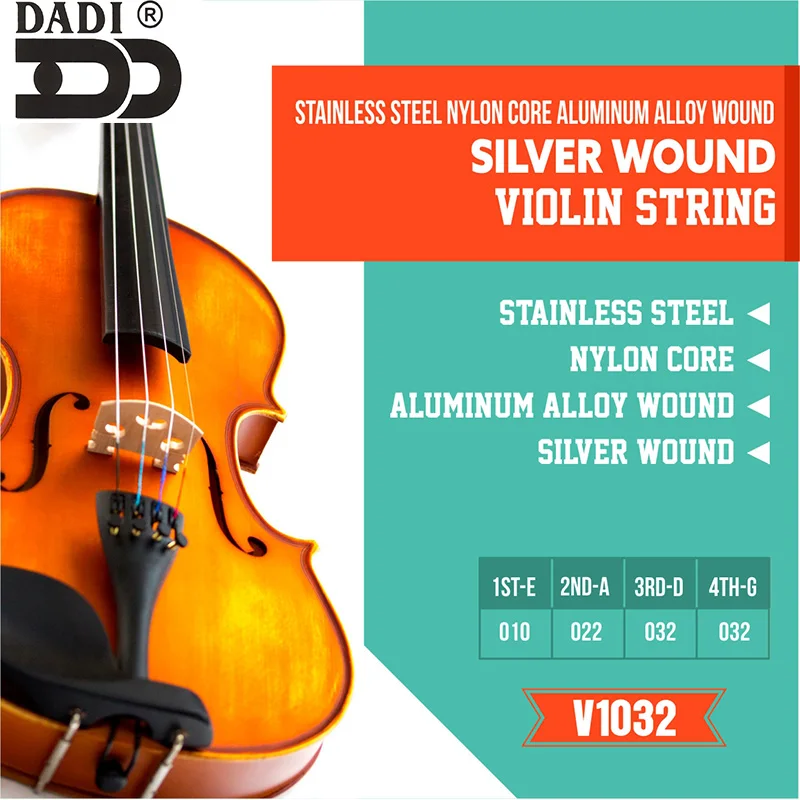 
Dadi wholesale Violin string stainless steel nylon core aluminum alloy wound silver wound violin strings 