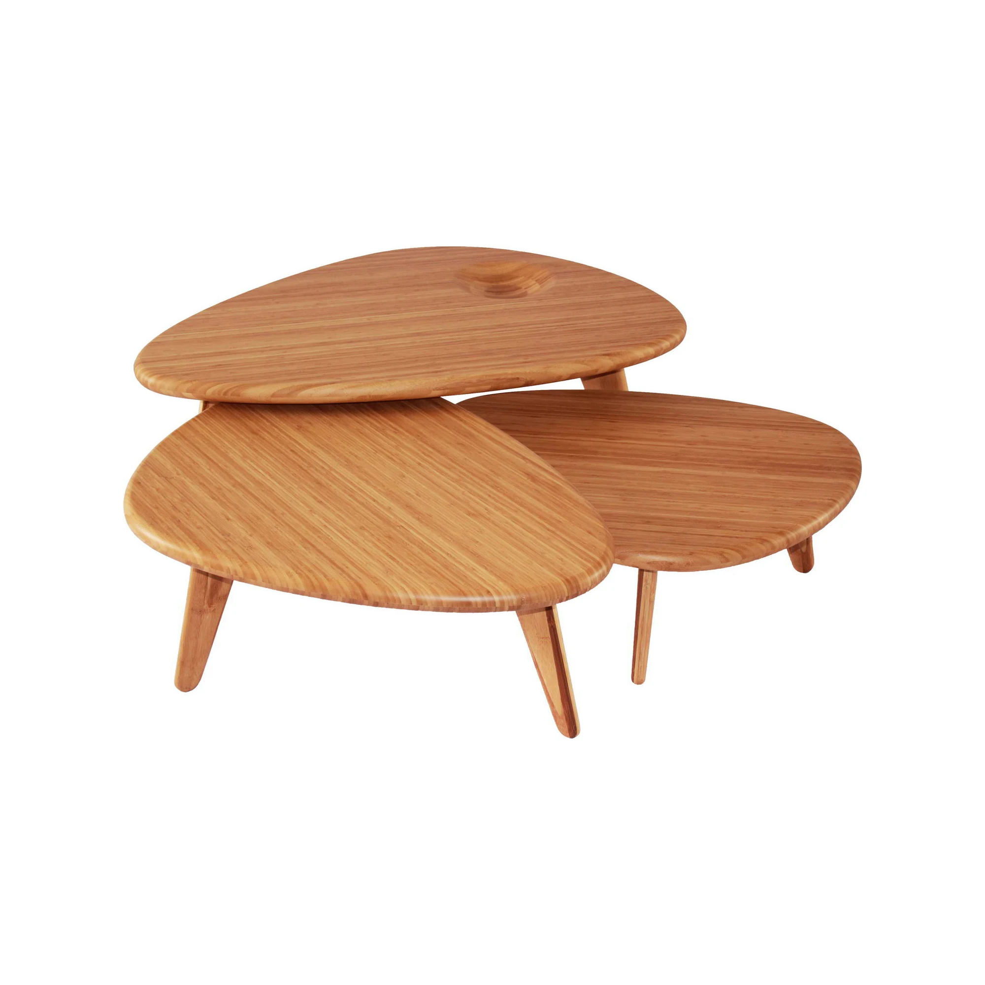 Pebbles Bamboo Furniture Nesting Tables Coffee Table Bunch Modern Design for Living Room Solid Round Coffee Table Wood