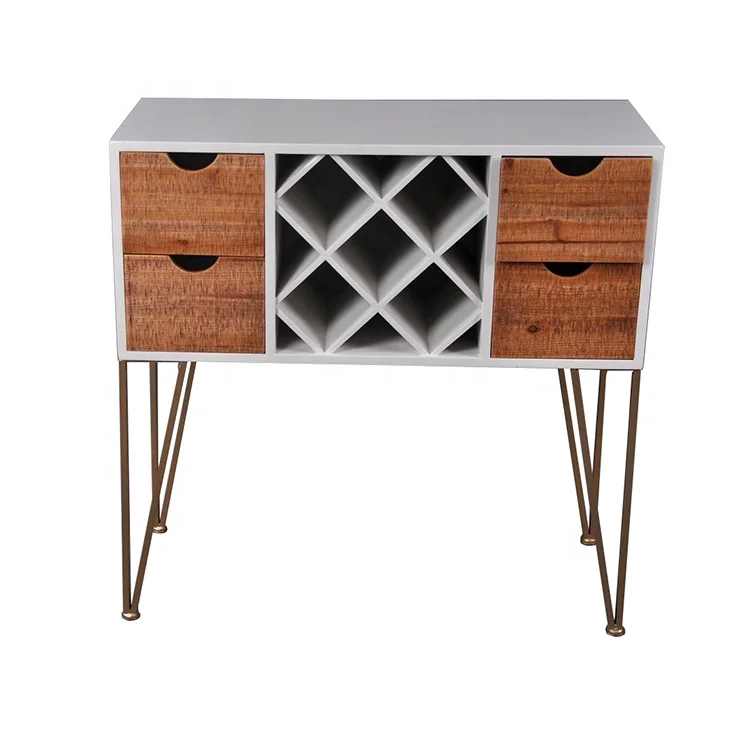 Mayco Modern White Flatware Storage Wood Dining Room Cabinet Chest of Draws with Wine Rack