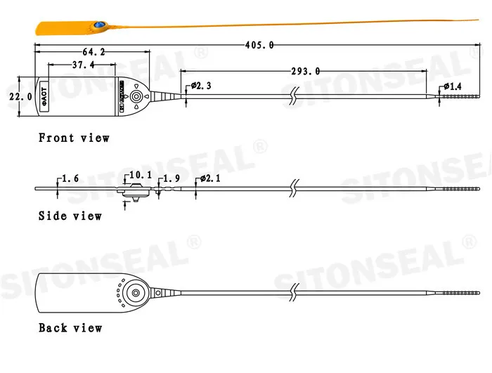 ST-3405 405mm Pull tight Disposable bar code plastic seal