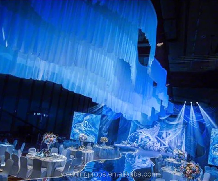 New Design S-shaped Ceiling Drapery Fabric Wedding Ceiling Drapes For Weddings Stage Backdrop