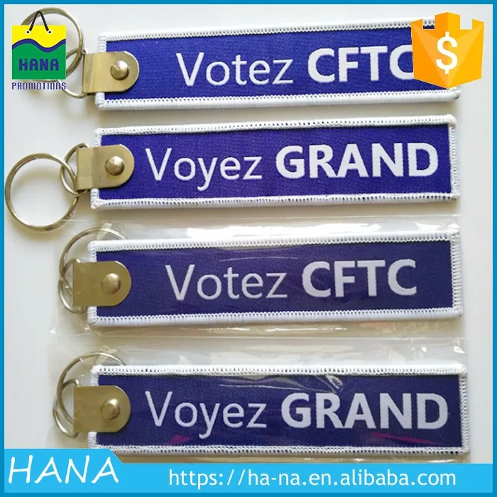 Factory direct sales custom self-defense cheap embroidered fabric keychain