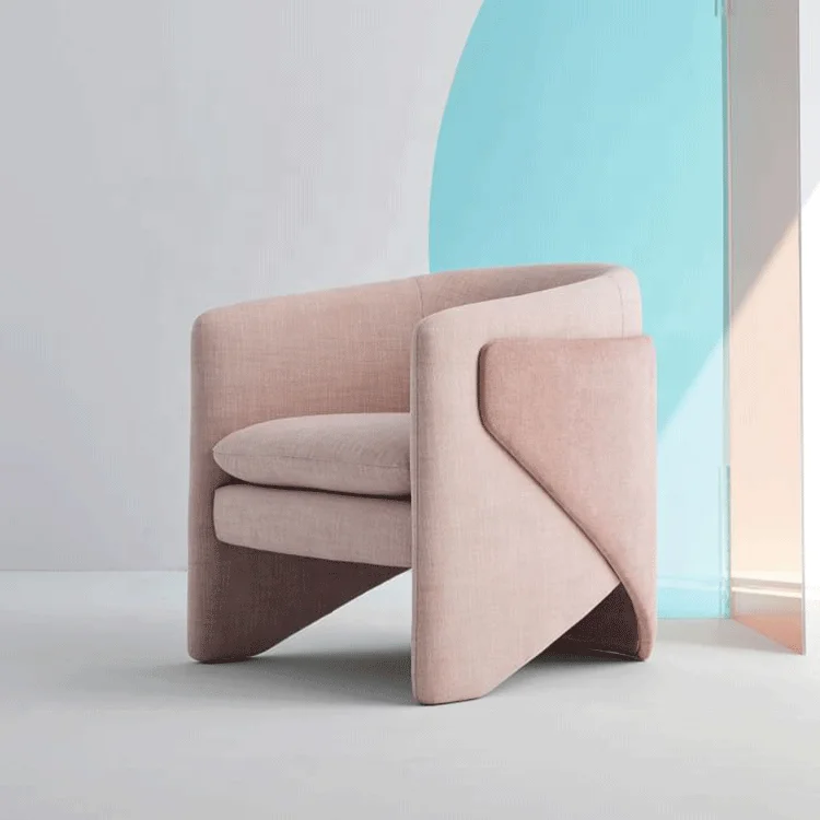 Light pink upholstery single chairs nordic Itality style modern living room chairs coffee shop chairs