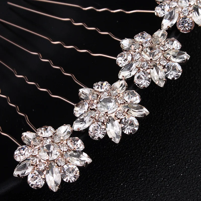 Европейская оптовая продажа, новый дизайн, простая заколка для волос, цветок, кристалл, ювелирные изделия для невесты, украшения для волос для свадебной вечеринки, подарок подружке невесты