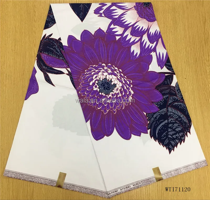 
WTI71120 High quality african wax fabric wholesale 6 yards/big flower cotton wax fabric 