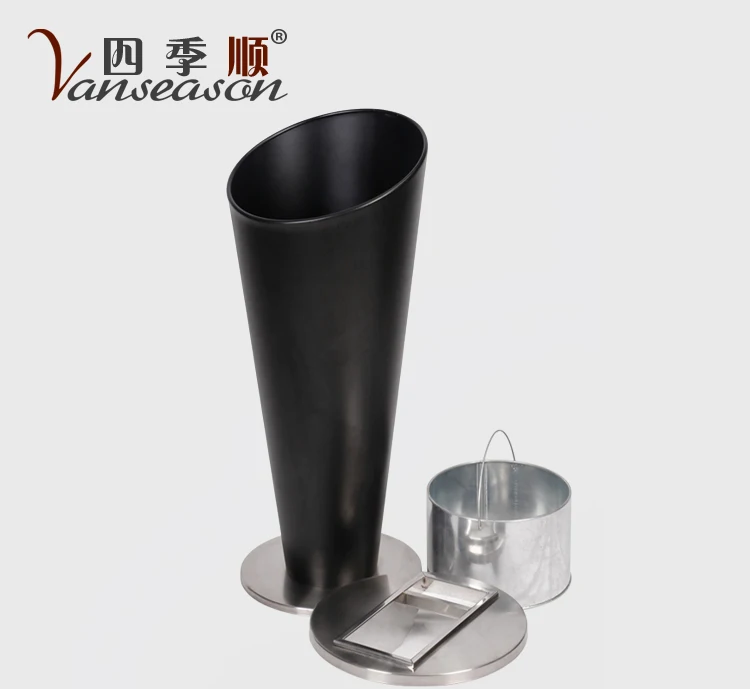 Stainless Steel Round Garbage Bin with Ashtray trash for hotel lobby usage
