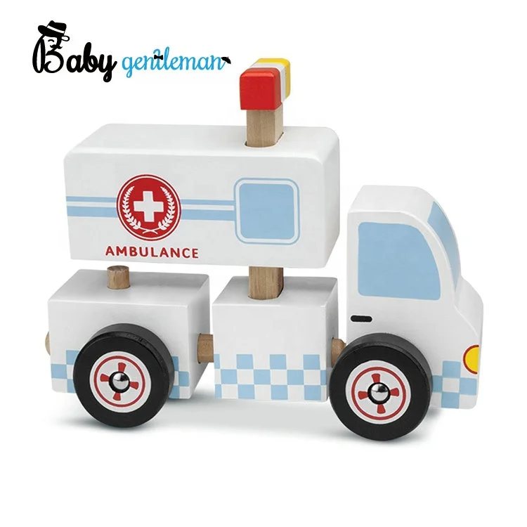 New fashion diy cartoon wooden toy ambulance for kids Z04376A