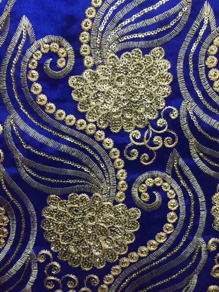 Fashion 2020 embroidery patch flower African George Lace Fabric with Sequin