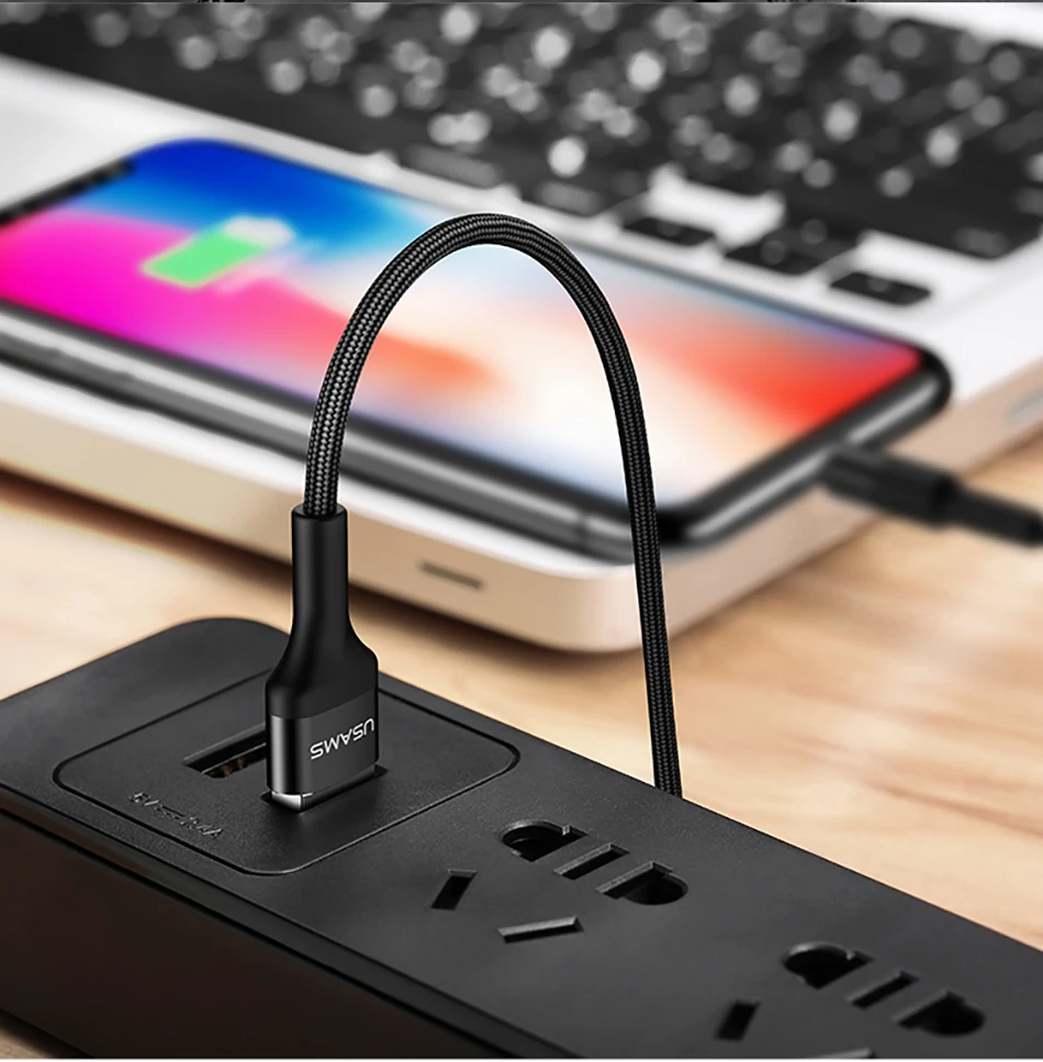 USAMS US-SJ220 U5 1.2M 2A Aluminum Alloy Braided USB Charging Cable for iPhone