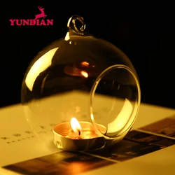 Wholesale Blown Christmas Decorative Clear Transparent Hanging Glass Ball Votive Tealight Candle Holder For Home Party Wedding