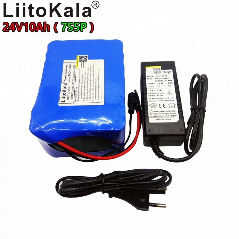 
Liitokala 24V10000mah rechargeable lithium battery 7S5P 18650 29.4V 4ah lithium ion bms battery pack 300W high power 