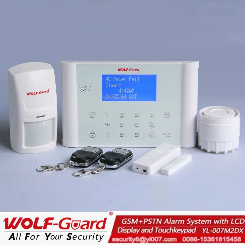 Беспроводная охранная система интеллектуальные gsm+pstn автозвона! охранная сигнализация с жк-дисплеем и сенсорной клавиатурой!
