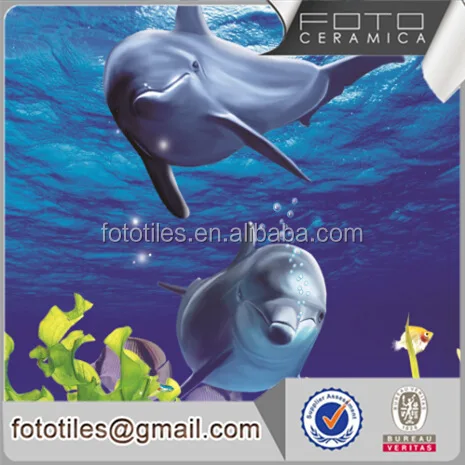 3D porcelain tile ocean drawings dolphin mural design decorative wall panels