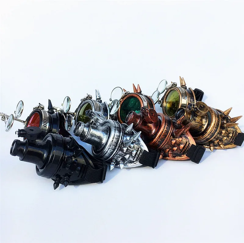 Wholesale Fashion Vintage Welding Cyber Rivet Cosplay Glasses LED Party Sunglasses Gothic Steampunk Sunglasses