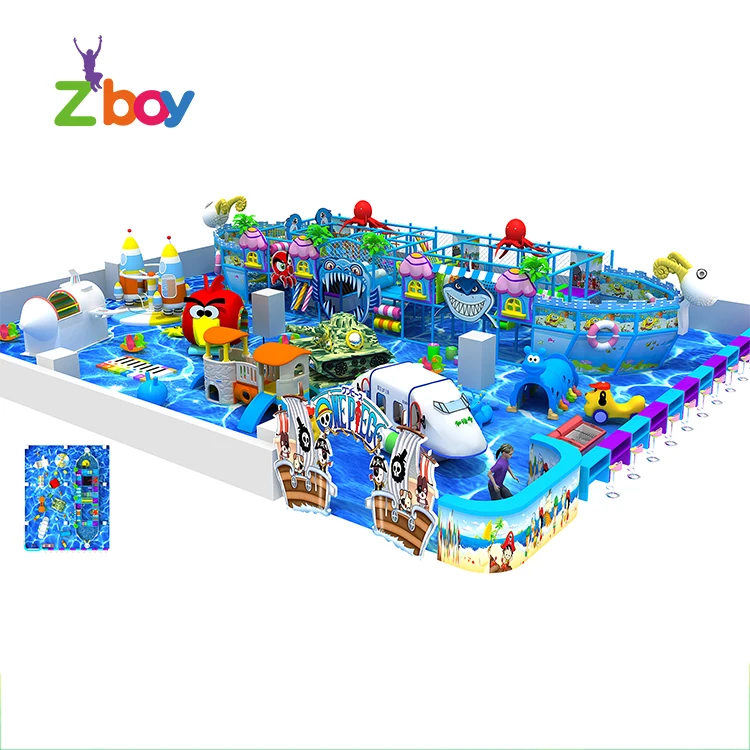 Ocean Theme Children Indoor Soft Play Areas Playground Equipment, Kids Play System Structure