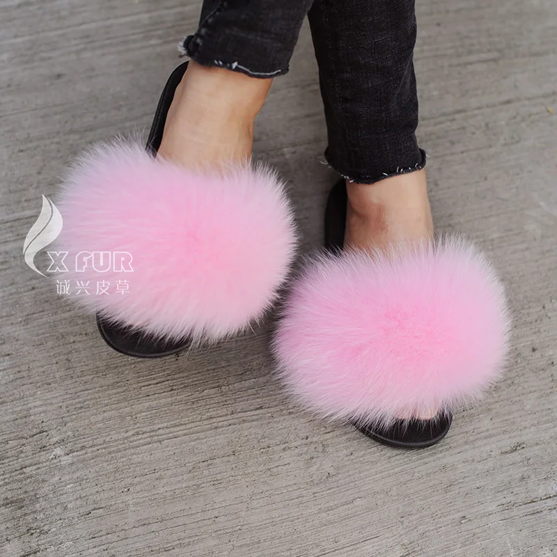 CX-A-70E Wholesale High Quality WOmen Fur Slippers Fox Fur Slides