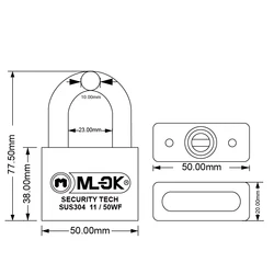 MOK W101 high security lock brass padlock master key system rectangular padlock chrome plated finished