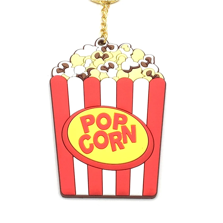 Customized popcorn pvc personalized one piece keychain