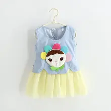 Baby Kids Girls font b Dress b font Princess Party Denim Tulle Lace Gown font b