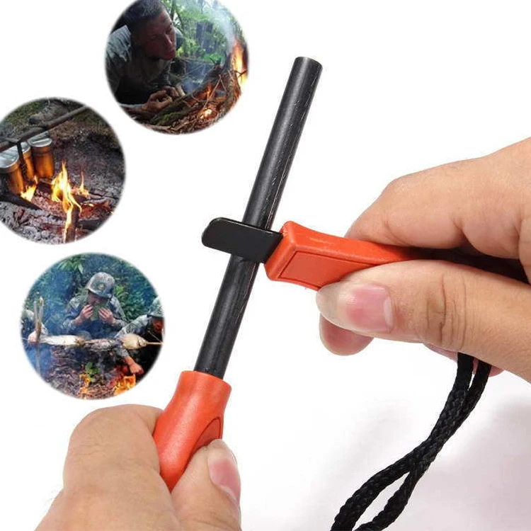 Orange handle FerroceriumFerro Rod Flint Rod Firelighter Survival Fire Starter