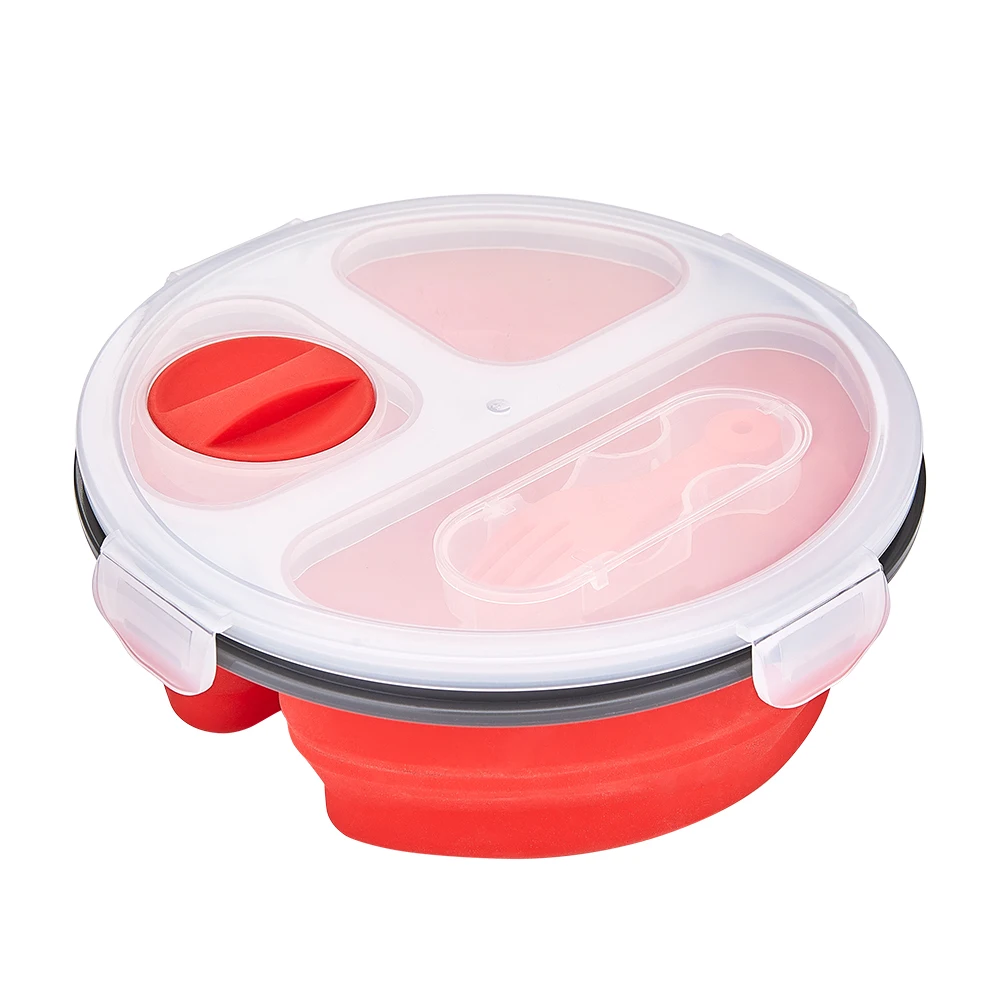 
Microwave Food Box Storage Containers Keeping Fresh Bento Foldable Collapsible Silicone Bento Lunch Box With Silicone lid 