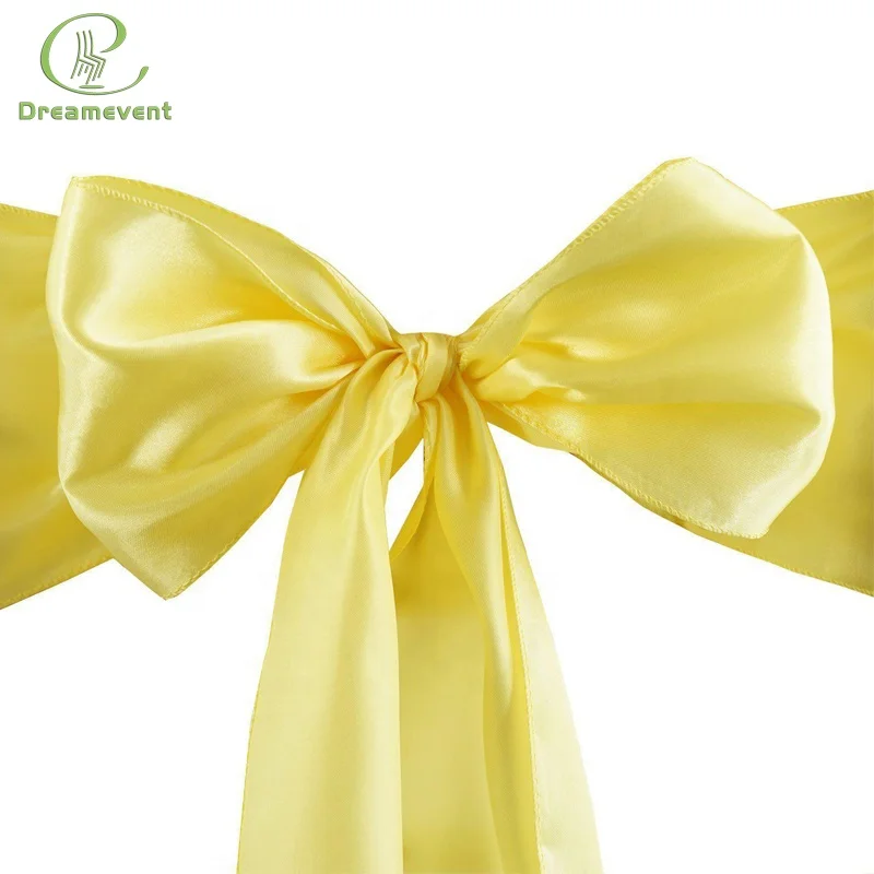 Colorful Satin Burgundy Banquet Chair Bow Sash Cover Fit The Chair Custom for Dining 6302539090 Dreamevent Plain Dyed DE-BC14