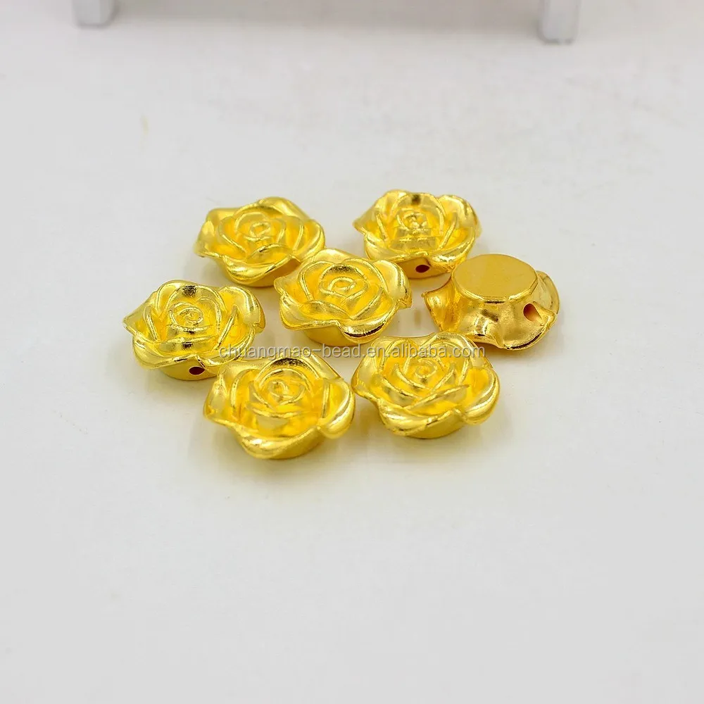 CCB beads plastic rose shaped gold plating beads