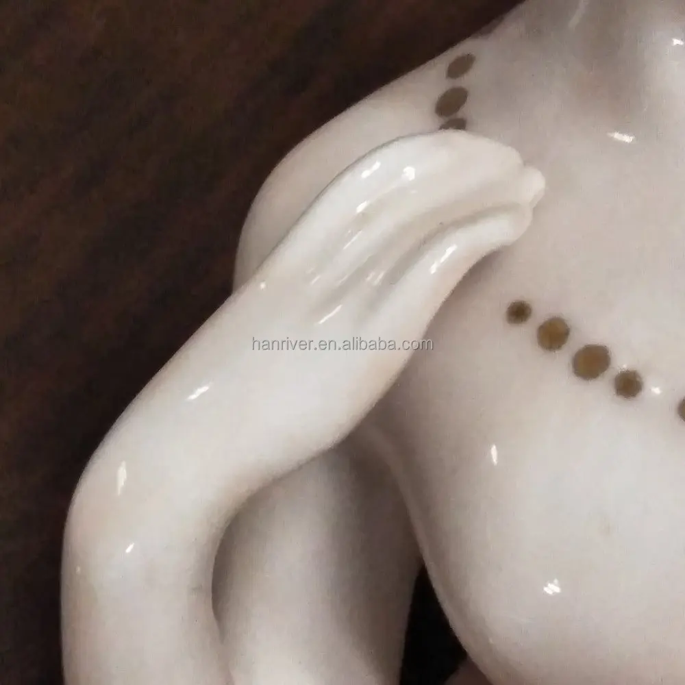 Unique house decotation hand paint white porcelain figurine beauty half doll lady