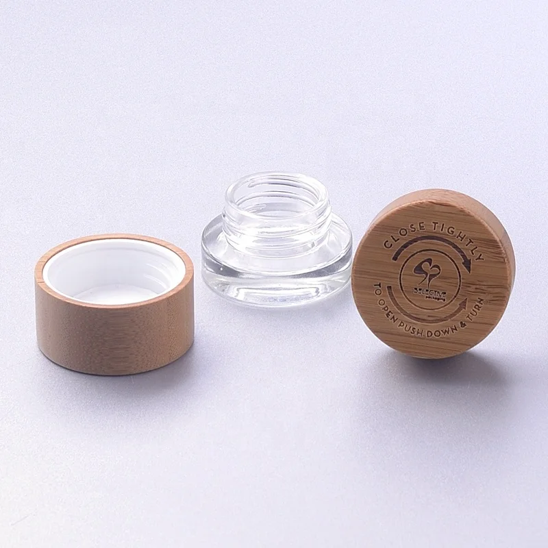 bamboo cosmetic packaging bamboo child resistant child proof cap frosted glass jar with bamboo lid