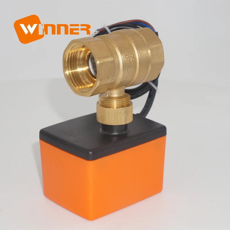 ISO 9001 Certification Two way electric water flow control valve DN25 for heating system solar water heater mixing valve