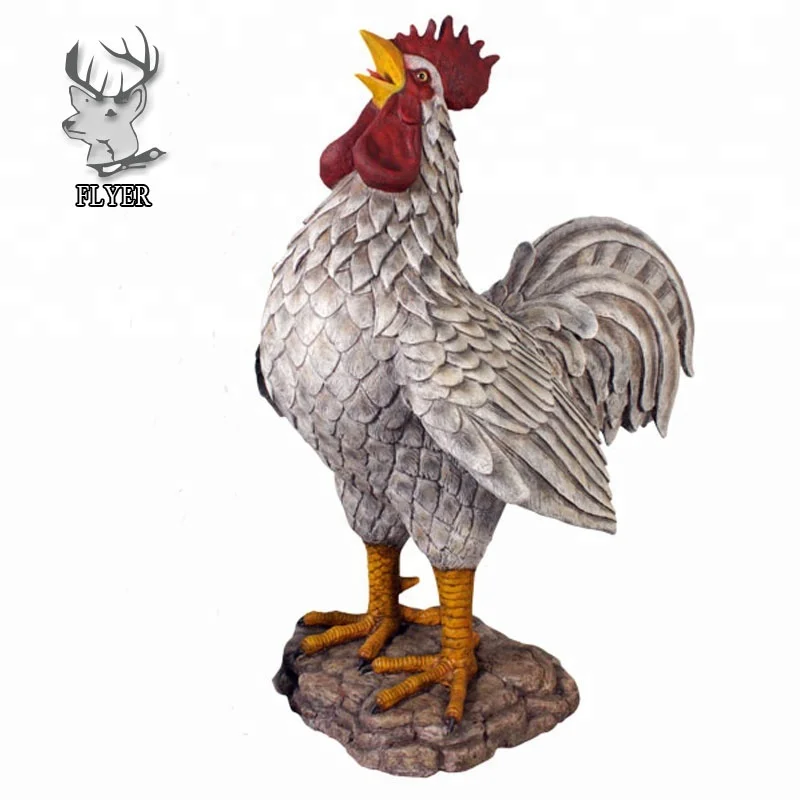 Custom Fiberglass Statue Large polyresin chicken rooster statue animal resin sculpture for sale